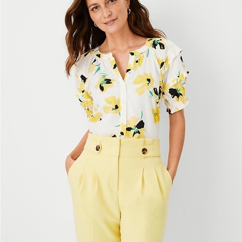 Ann Taylor Floral Blouse Cotton Blend